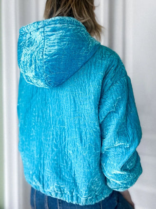 Turkusowa welurowa bluza kurtka przejściowa oversize Silence Noise | 38