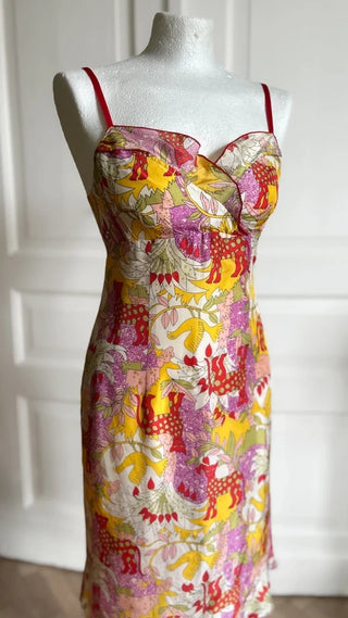 Sukienka midi na wesele vintage jedwabna slip dress 90s Nanette Lepore | 34 36