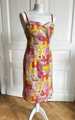 Sukienka midi na wesele vintage jedwabna slip dress 90s Nanette Lepore | 34 36