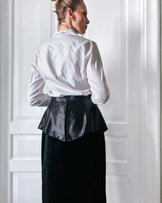 Czarna spódnica długa elegancka aksamitna vintage wysoki stan avant garde Maxi Librati Paris | 42 44