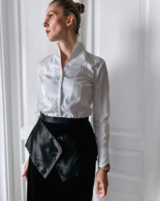 Czarna spódnica długa elegancka aksamitna vintage wysoki stan avant garde Maxi Librati Paris | 42 44
