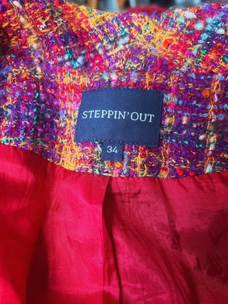 Różowy wełniany żakiet alpaka moher taliowany boucle Steppin’ Out | 34