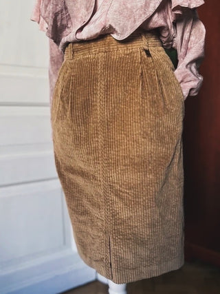 Spódnica midi miodowa sztruksowa vintage 70s Etienne Aigner | 34 36