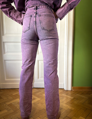 Fioletowy zestaw kurtka i spodnie jeansowe z efektem acid wash Remain | 36 38