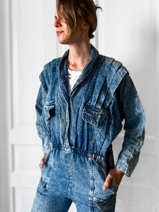 Kombinezon dekatyzowany jeans 80s Vintage St. Denis | 36 38