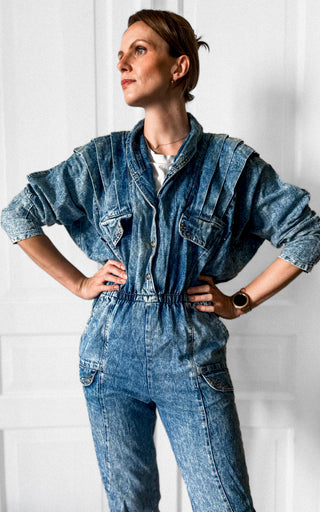 Kombinezon dekatyzowany jeans 80s Vintage St. Denis | 36 38