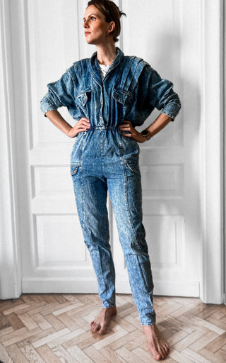 Kombinezon dekatyzowany jeans 80s Vintage St. Denis | 36 38