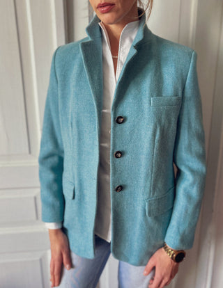 Niebieska błękitna wełniana marynarka Harris Tweed Miss Antonette Franz Haushofer | 38 40+