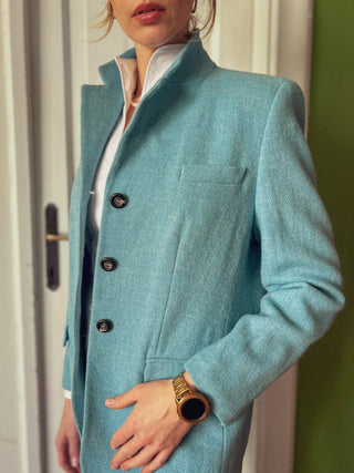 Niebieska błękitna wełniana marynarka Harris Tweed Miss Antonette Franz Haushofer | 38 40+