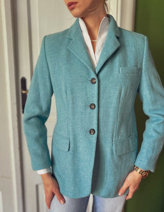Niebieska błękitna wełniana marynarka Harris Tweed Miss Antonette Franz Haushofer | 38 40+