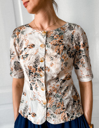 Beżowa francuska bluzka żakiet taliowana vintage Carol Richard | 38 40
