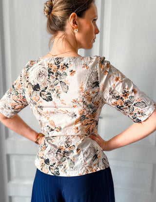 Beżowa francuska bluzka żakiet taliowana vintage Carol Richard | 38 40