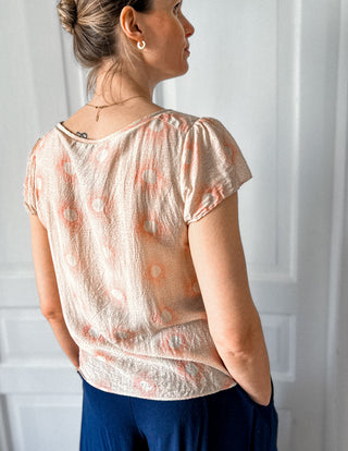 Beżowa letnia przewiewna bluzka jedwab rayon Therese | 38 40