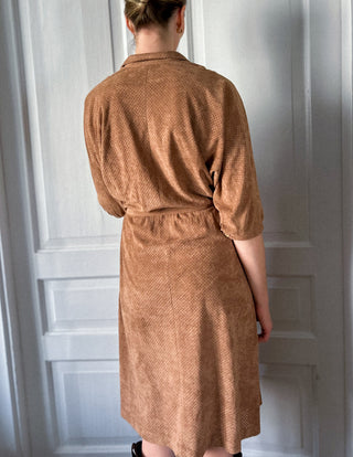 Brązowa sukienka ircha midi vintage duńska Bella | 40 42