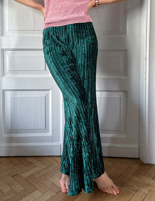 Zielone morskie welurowe szerokie spodnie Free People | 34 36