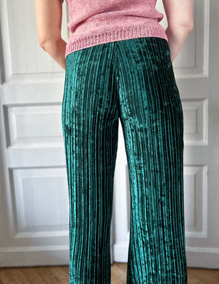 Zielone morskie welurowe szerokie spodnie Free People | 34 36