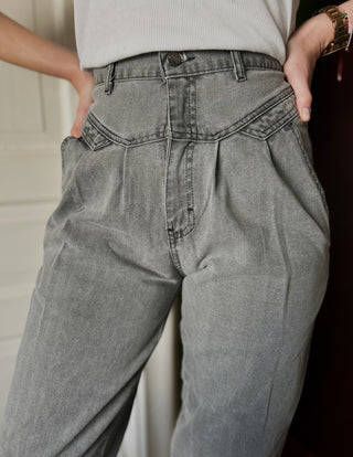 Szare jeansy spodnie zwężane wysoki stan true vintage 80s Gitano | 34 36