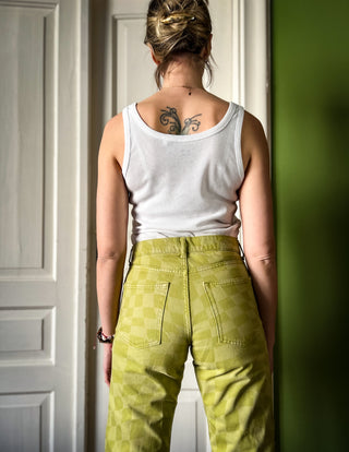 Zielone proste jeansy szachownica Vailent | 34 36