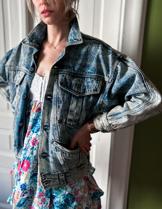 Jeansowa kurtka trucker true 80s vintage acid wash denim batwing oversize Palmetto's | 36 38