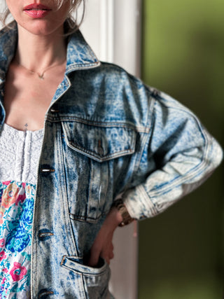 Jeansowa kurtka trucker true 80s vintage acid wash denim batwing oversize Palmetto's | 36 38
