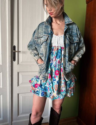 Jeansowa kurtka trucker true 80s vintage acid wash denim batwing oversize Palmetto's | 36 38