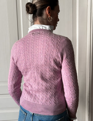 Różowy sweter wełna merino warkocze Magee | 36 38