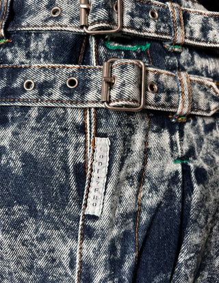 Jeansy dekatyzowane marmurkowe acid wash 80s wysoki stan balloon Code Zero | 34 36