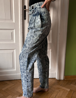 Jeansy dekatyzowane marmurkowe acid wash 80s wysoki stan balloon Code Zero | 34 36