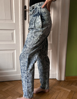 Jeansy dekatyzowane marmurkowe acid wash 80s wysoki stan balloon Code Zero | 34 36