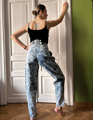 Jeansy dekatyzowane marmurkowe acid wash 80s wysoki stan balloon Code Zero | 34 36