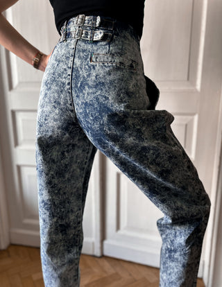Jeansy dekatyzowane marmurkowe acid wash 80s wysoki stan balloon Code Zero | 34 36