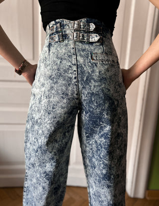 Jeansy dekatyzowane marmurkowe acid wash 80s wysoki stan balloon Code Zero | 34 36