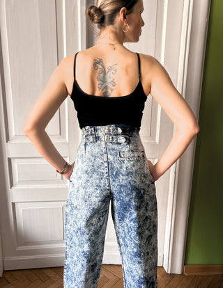 Jeansy dekatyzowane marmurkowe acid wash 80s wysoki stan balloon Code Zero | 34 36