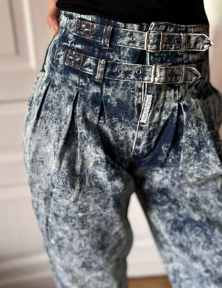 Jeansy dekatyzowane marmurkowe acid wash 80s wysoki stan balloon Code Zero | 34 36