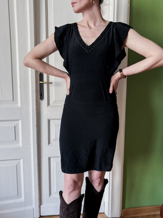 Czarna jedwabna sukienka midi rockowa InWear | 36 38