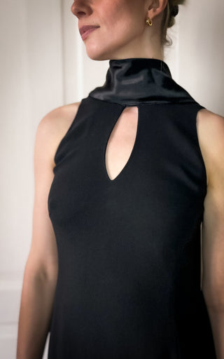 Czarna suknia wieczorowa midi black tie z szalem Precis Petite | 38 40