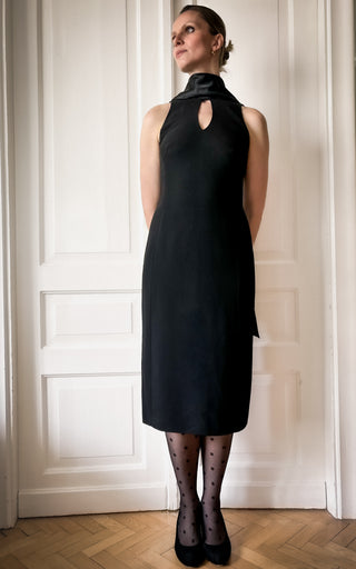 Czarna suknia wieczorowa midi black tie z szalem Precis Petite | 38 40