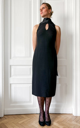 Czarna suknia wieczorowa midi black tie z szalem Precis Petite | 38 40