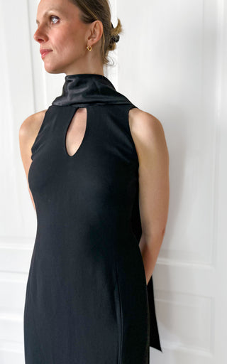 Czarna suknia wieczorowa midi black tie z szalem Precis Petite | 38 40