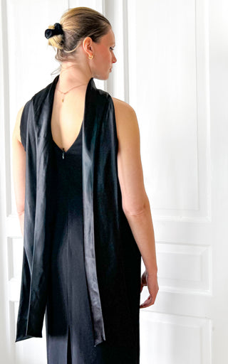 Czarna suknia wieczorowa midi black tie z szalem Precis Petite | 38 40