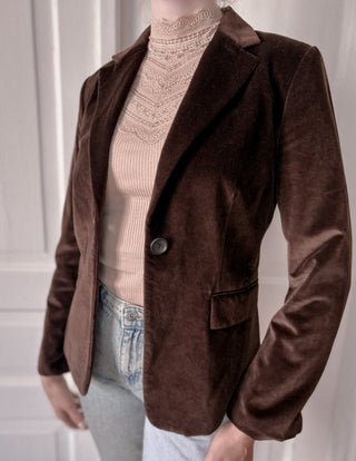 Brązowa czekoladowa aksamitna marynarka slim fit Banana Republic | 36 38