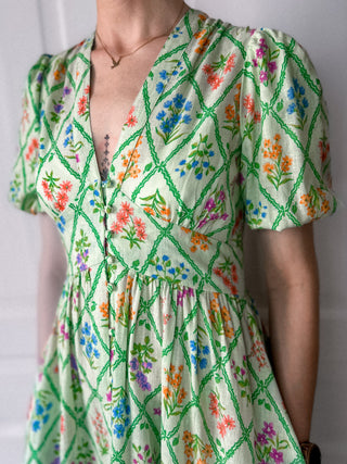 Zielona sukienka w kwiaty maxi boho lyocell Nobody’s Child | 38