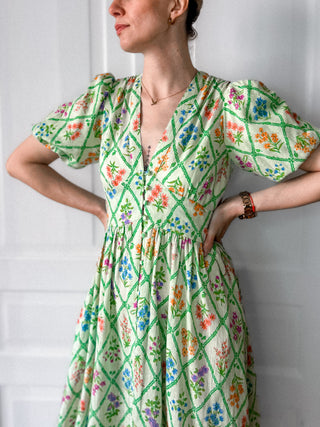 Zielona sukienka w kwiaty maxi boho lyocell Nobody’s Child | 38