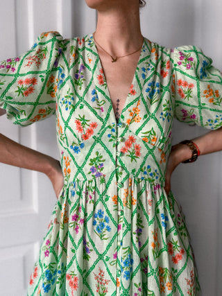 Zielona sukienka w kwiaty maxi boho lyocell Nobody’s Child | 38