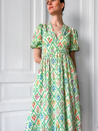 Zielona sukienka w kwiaty maxi boho lyocell Nobody’s Child | 38