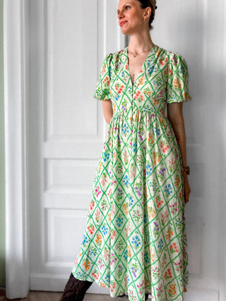 Zielona sukienka w kwiaty maxi boho lyocell Nobody’s Child | 38