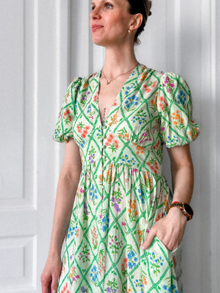 Zielona sukienka w kwiaty maxi boho lyocell Nobody’s Child | 38