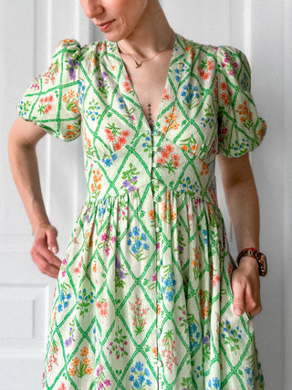 Zielona sukienka w kwiaty maxi boho lyocell Nobody’s Child | 38