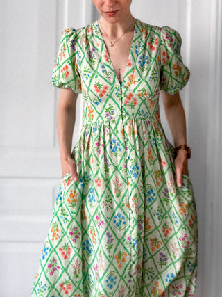 Zielona sukienka w kwiaty maxi boho lyocell Nobody’s Child | 38