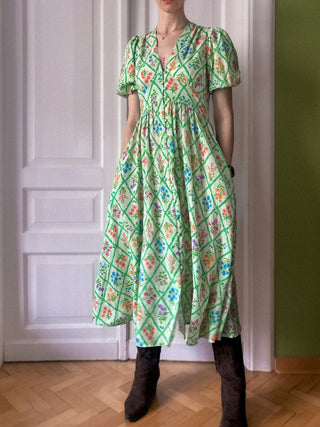 Zielona sukienka w kwiaty maxi boho lyocell Nobody’s Child | 38